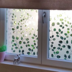 Sticker décoration fenêtre: Branches à Feuilles Rondes