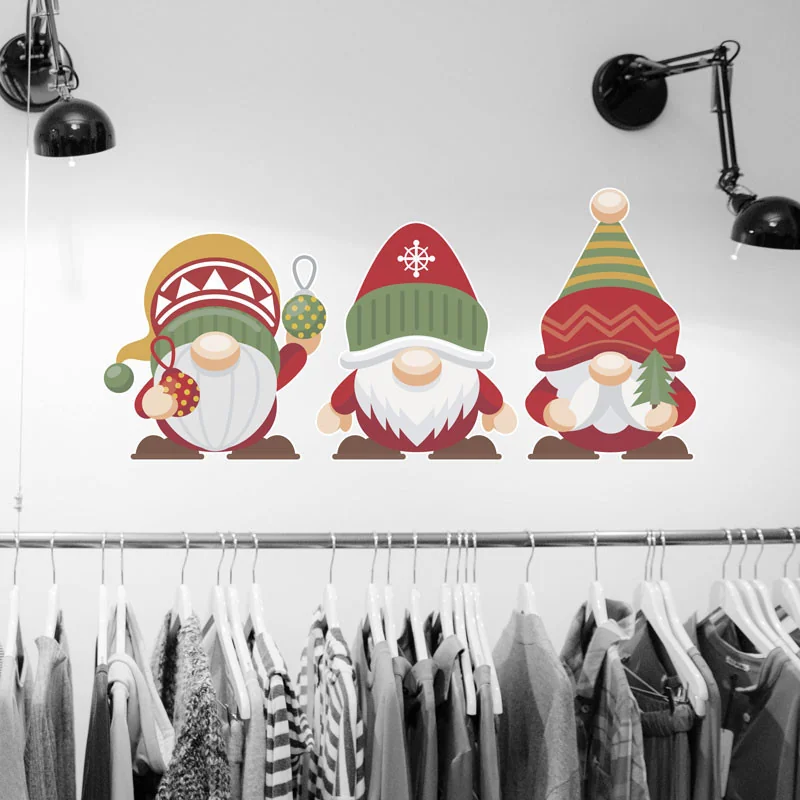 Lot de 6 stickers Lutins de Noël colorés - Décoration vitrine de noël - Depoli Design