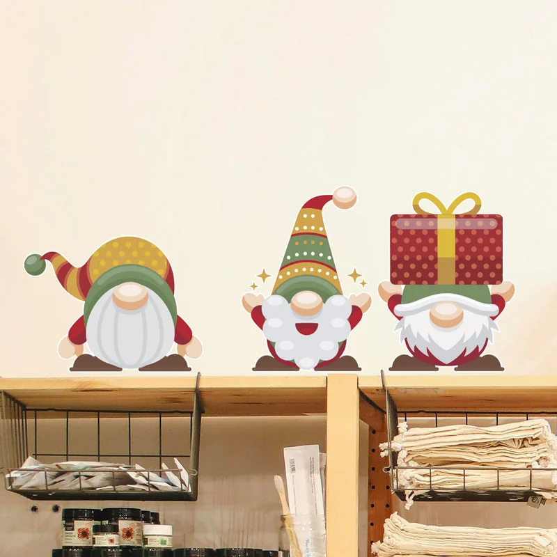 Lot de 6 stickers Lutins de Noël colorés - Décoration vitrine de noël - Depoli Design