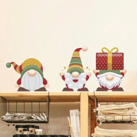 Lot de 6 stickers Lutins de Noël colorés - Décoration vitrine de noël - Depoli Design