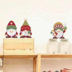 Lot de 6 stickers Lutins de Noël colorés - Décoration vitrine de noël - Depoli Design