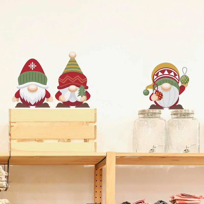 Lot de 6 stickers Lutins de Noël colorés - Décoration vitrine de noël - Depoli Design