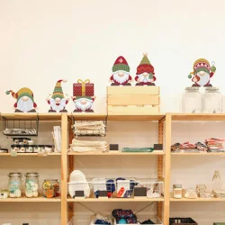 Lot de 6 stickers Lutins de Noël colorés - Décoration vitrine de noël - Depoli Design