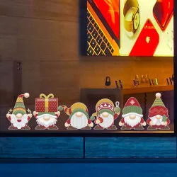 Lot de 6 stickers Lutins de Noël colorés - Décoration vitrine de noël - Depoli Design