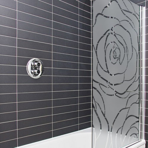 Sticker vitre douche: Fleur Rose