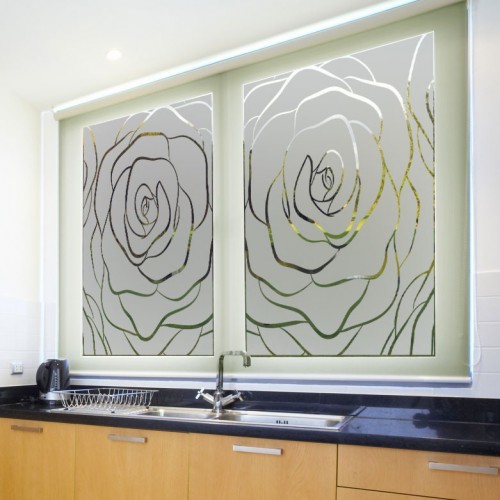 Sticker vitres: Fleur Rose