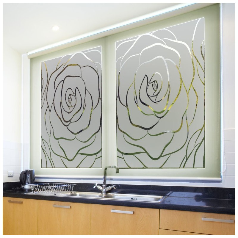 Sticker vitres: Fleur Rose
