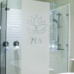 Sticker paroi de douche Décor Zen fleur de Lotus - Film opacifiant Douche - Depoli Design ®