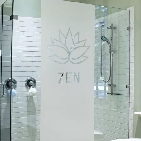 Sticker paroi de douche Décor Zen fleur de Lotus - Film opacifiant Douche - Depoli Design ®